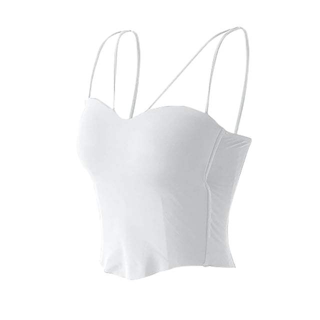 Mareep Women's Solid Color Camisole Top with Fixed Cups & Adjustable Shoulder Straps - Seamless Tube Vest for Chest Support