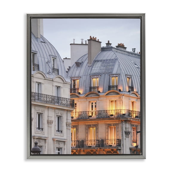 Stupell Industries Traditional European Architecture Cityscape Gray Floating Frame Canvas Art, 25 x 31, by Carina Okula