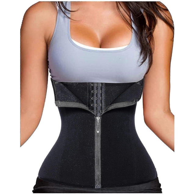 3 Clip&1 Zip 6 Steel Boned Waist Trainer Corset Sport Workout Body Shaper Tummy Control