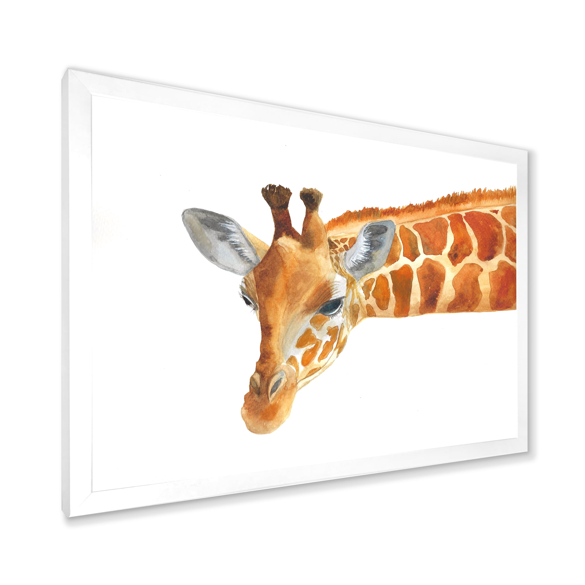 Designart 'Close Up Portrait of A Giraffe IX' Farmhouse Framed Art Print