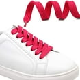thumbnail image 2 of Solid Flat Shoelaces Hollow Thick Athletic Shoe Laces Strings 2 Pair, Rosa Red 39"Inch (10OCM), 2 of 7