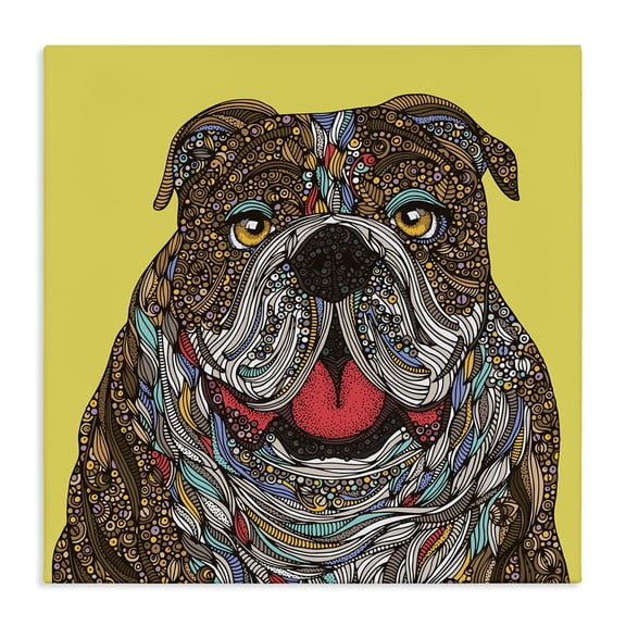 Stupell Industries Eclectic Smiling Bulldog Bold Creative Mandala Patterns Shapes Canvas Art, 17 x 17, by Valentina Harper