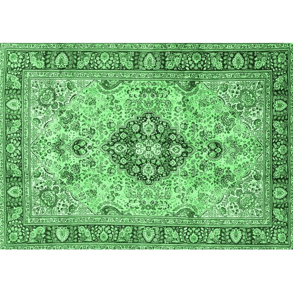 Ahgly Company Indoor Rectangle Medallion Emerald Green Traditional Area Rugs, 8' x 10'