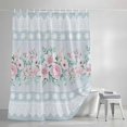 thumbnail image 3 of Pink Flowers Shower Curtains for Bathroom, Blue Country Botanical Floral Stripes Waterproof Fabric Shower Curtain, Decorative Bathroom Curtain for Bathtub, 72"x84", No Hooks Included, 3 of 9