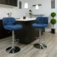 thumbnail image 2 of Tufted Blue Fabric Adjustable Height Barstool w/ Chrome Base, 2 of 5