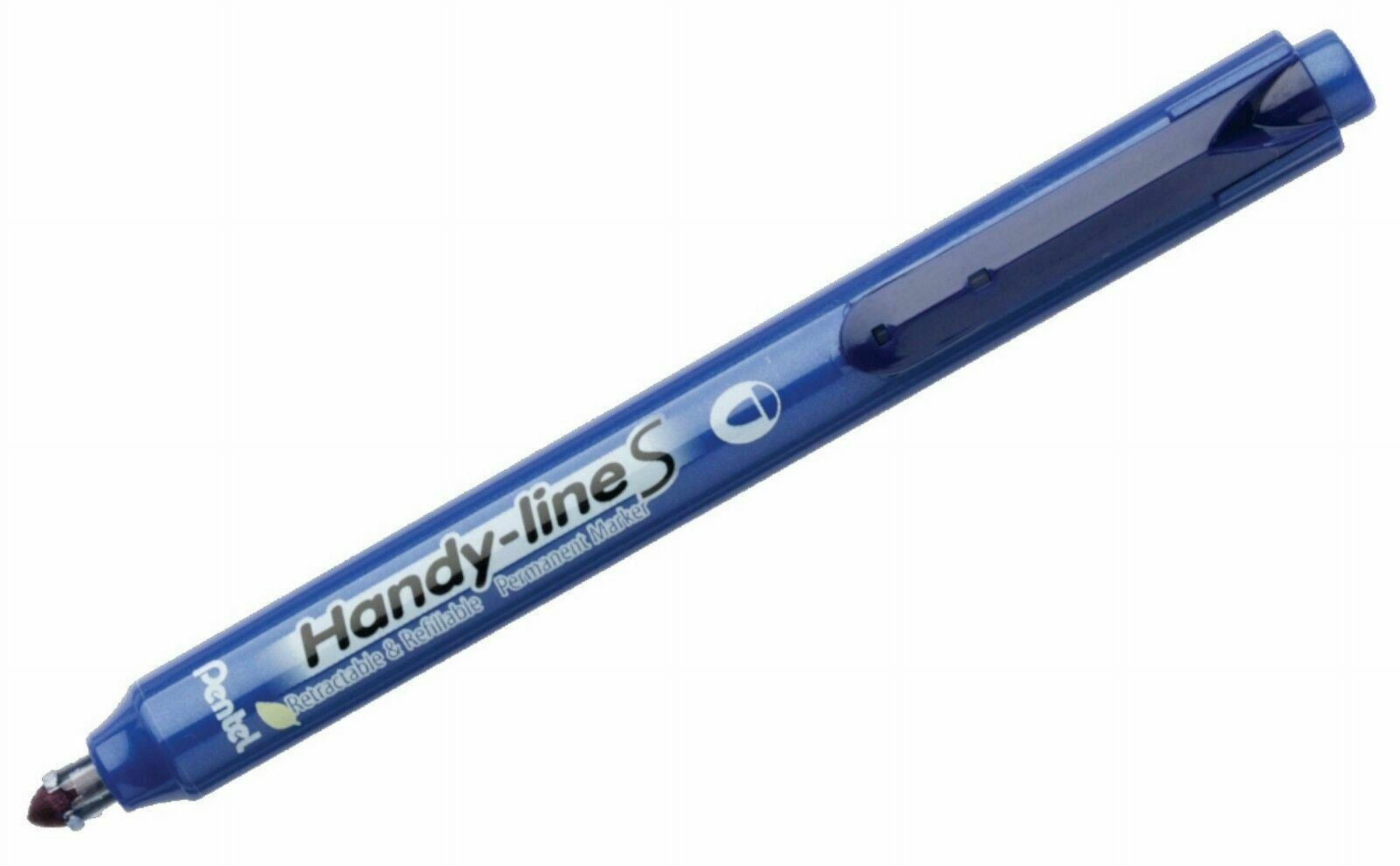 Pentel Retractable Handy-Line S-Permanent Markers, Fine Point, Blue 12-Count (NXS15-C)
