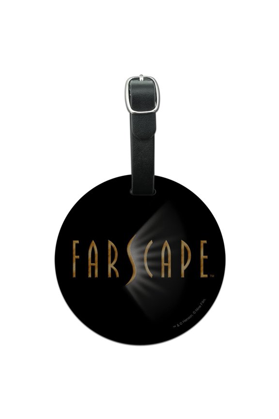 Farscape TV Show Logo on Black Round Leather Luggage Card Suitcase Carry-On ID Tag