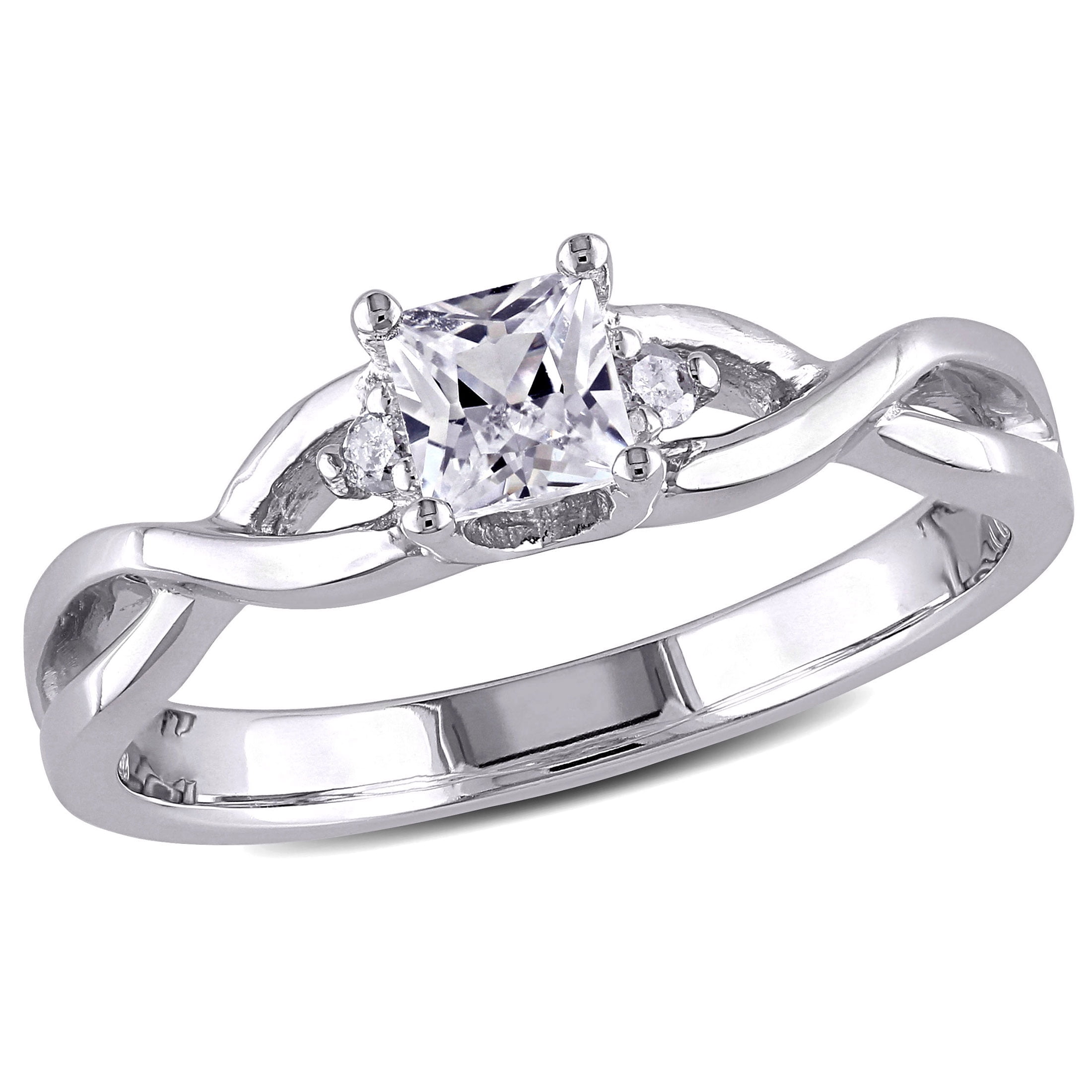 2.05 cttw 3 Stone Engagement Ring Princess Cut CZ Sterling Silver sizes 5 8 10 
