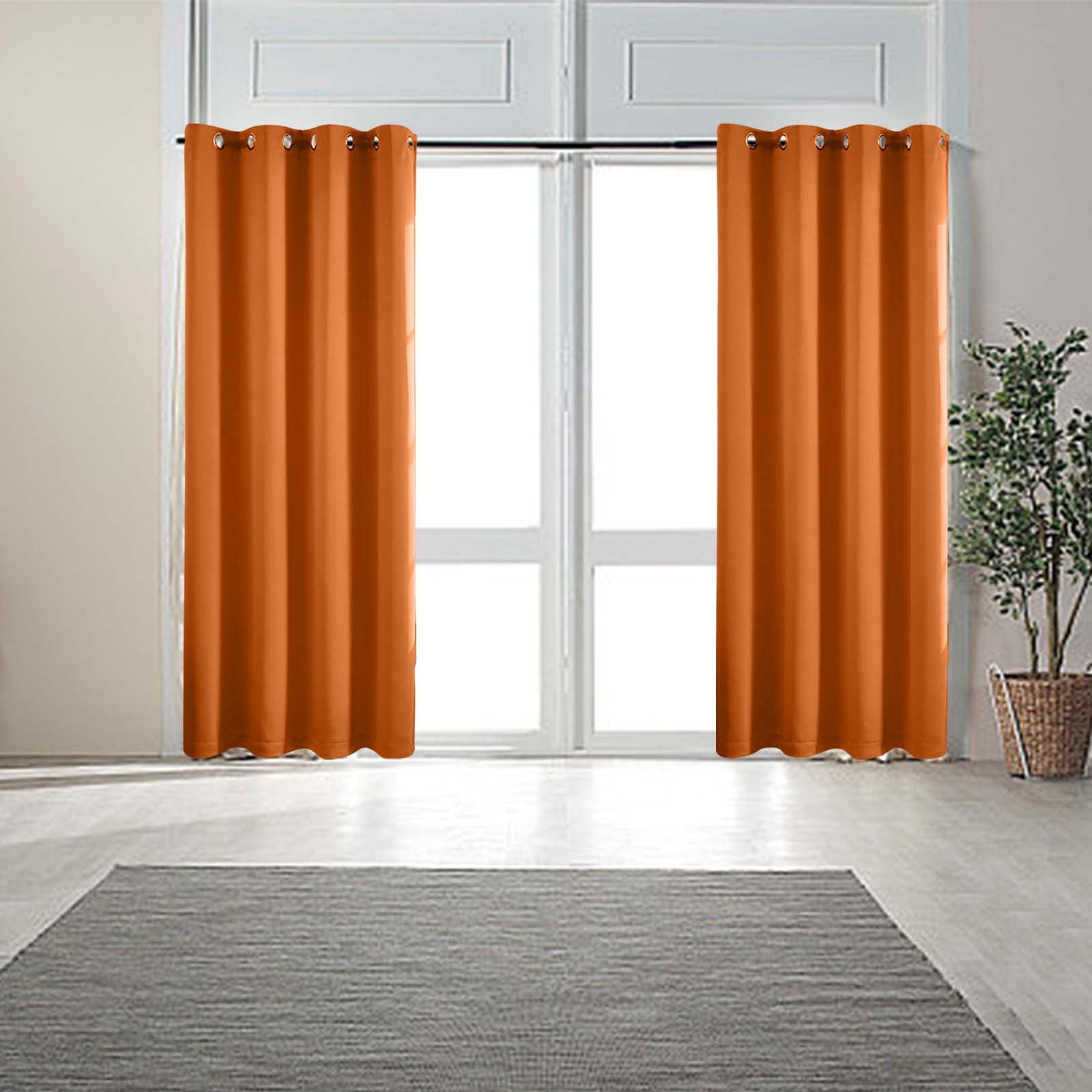 Blackout Curtains 84 Inch Length 2 Panels Set, Thermal Insulated Long Curtains& Drapes 2 Burg, Room Darkening Grommet Drapes for Living Room Bedroom Window (W52 x L84 Inch, Orange) Spring Sale 2025