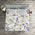 thumbnail image 2 of Ambesonne Floral Quilted Coverlet 3 Pcs, Blossoming Wild Flowers, King Size, White Yellow Purple, 2 of 2