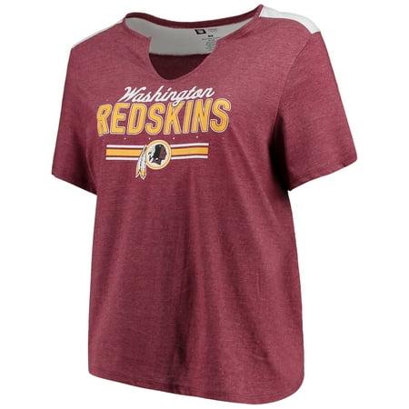 - Women's Majestic Heathered Burgundy Washington Redskins Notch Neck Plus Size T-Shirt