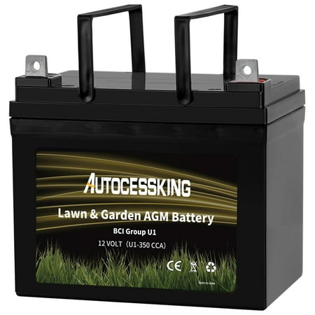 Autocessking Lawnmower AGM Battery Group U1 12V 350CCA 33AH Garden Mower Rechargeable SLA Starting Battery for Riding Tractor John Deere Toro