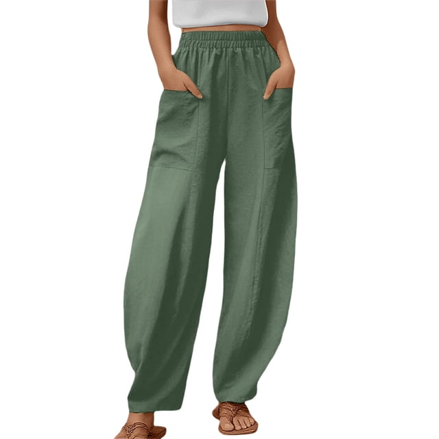 Pantalon Large Décontracté pour Femmes avec Poches - Léger, Respirant, Polyester, Adapté à Plusieurs Saisons