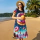 thumbnail image 4 of Disketp Starry Sky Colorful Donut para Vestido de Manga Corta para Mujeres, Vestidos de Verano para Mujeres, Casual y Holgado para la Playa, 4 of 6