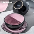 thumbnail image 4 of Stoneware Square 16pc Dinnerware Set, Inside Shiny Rose + Outside Matte Black, 4 of 9
