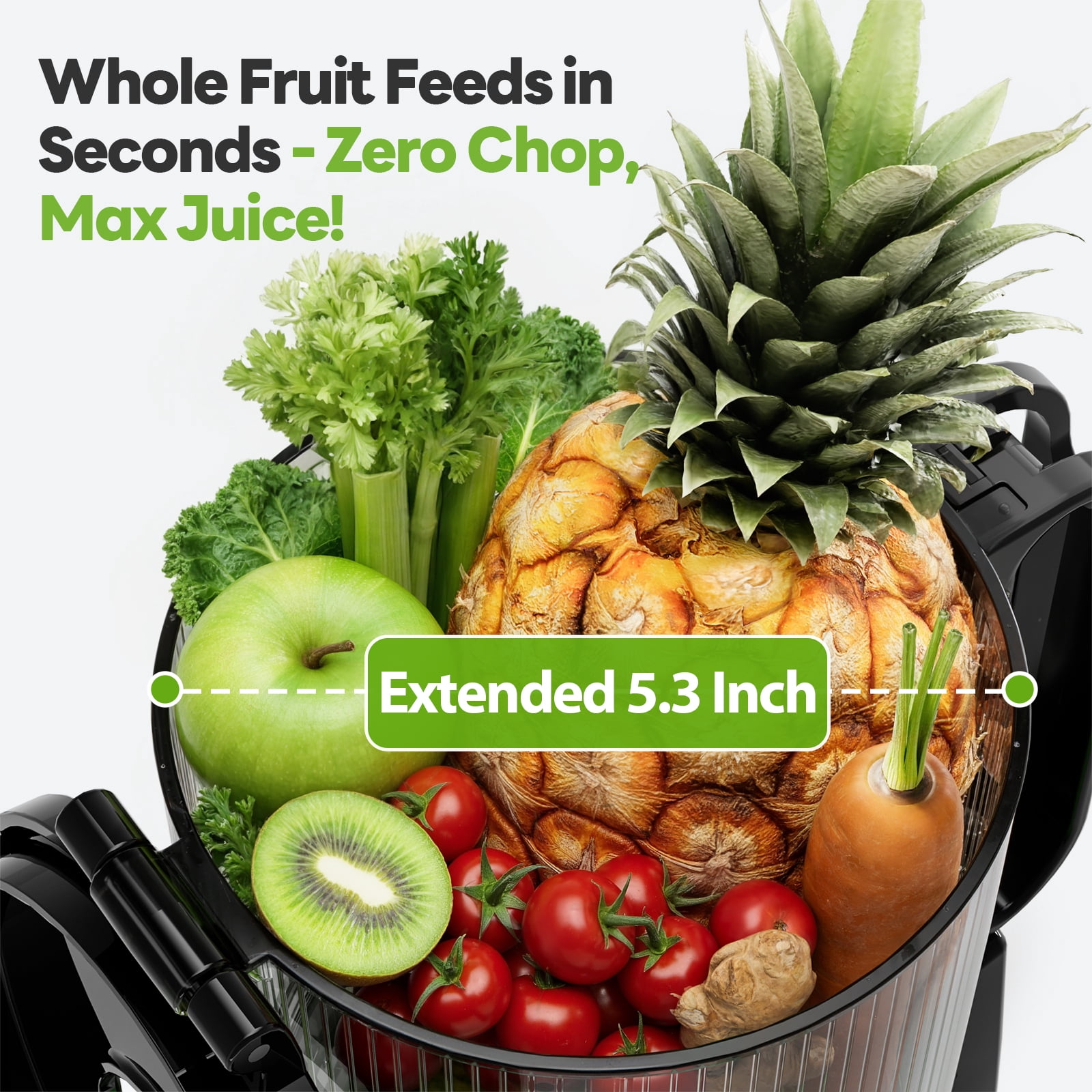 Aeitto Juicer Machines, Cold Press Juicer, 5.3" Extra Large Feed Chute for Whole Vegetables & Fruits, High Juice Yield Juice Maker,  1.7L Large Capacity Slow Masticating Juicer