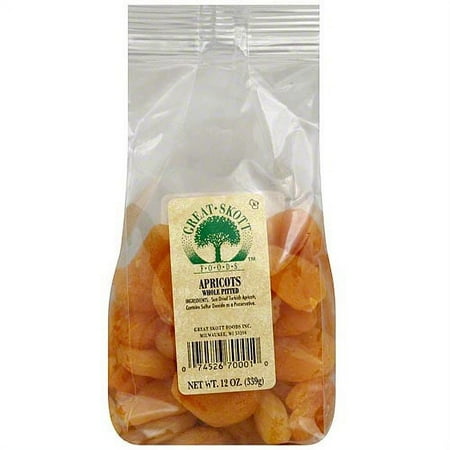 Great Skott Whole Pitted Dried Apricots, 12 oz (Pack of 6)
