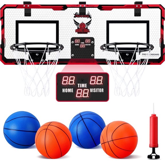 Ayieyill Indoor Basketball Hoop for Kids, 2 Player Mini Basketball Hoop for Door with 4 Balls