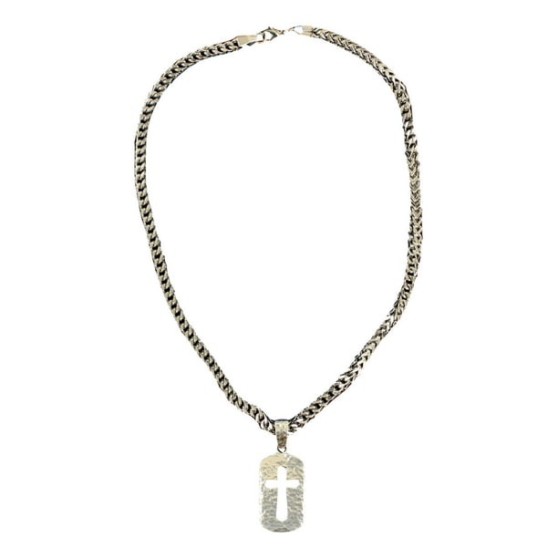 Western Jewelry Mens Necklace Hammered Cross 24 32114
