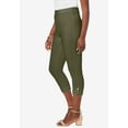 thumbnail image 3 of Jessica London Women's Plus Size Stretch Cotton Cuff-Button Capri Legging, 3 of 6