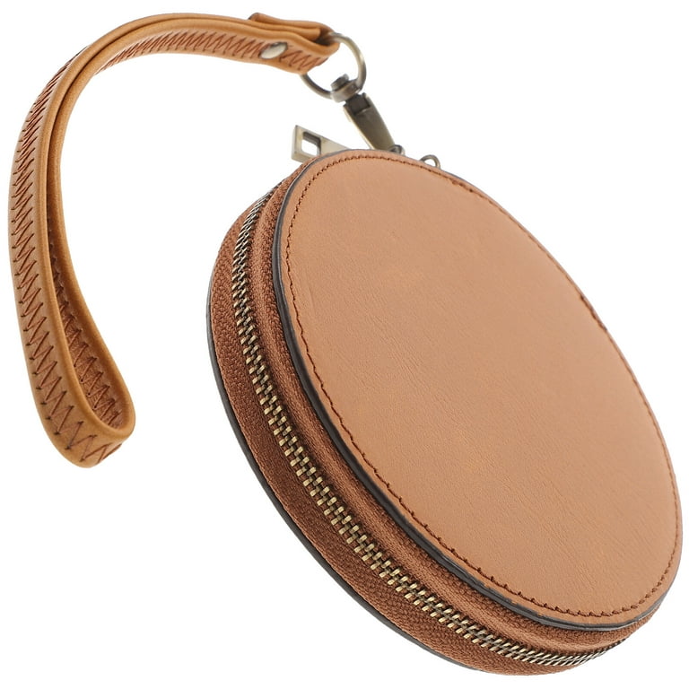 Mini Leather Wallet Vintage Coin Purse Purse Round Zipper Pocket