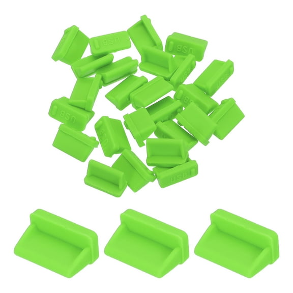 25pcs USB Type A Port Plugs Covers Caps Silicone Anti Dust Protectors for USB Female End, Green