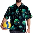thumbnail image 4 of Alien Men's Hawaiian Printed Short Sleeve Button Down Casual Beach Shirt's, Unisex, 4 of 6