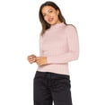 thumbnail image 4 of Celebrity Pink Women's Mock Neck Rib Top with Long Sleeves, Sizes XS-XXXL, 4 of 6