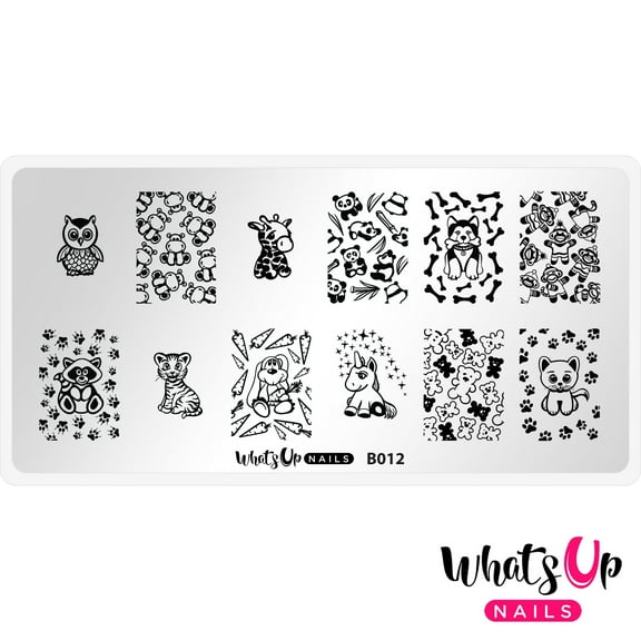 Whats Up Nails B012 Plushie Pals Metal Stamping Plate for Nail Art Design