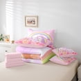 thumbnail image 6 of jejeloiu Kawaii Unicorn 7pcs Bedding Comforter Set,Gold Stars Colorful Rainbow Queen Bedding Sets,Chic Dreamy Castle Queen Sheet Sets For Girl,Breathable Home Decor Reversible, 6 of 8