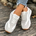 thumbnail image 4 of Rokment Platform Running Shoes Fashion Sneakers for Women Comfortable Trendy Casual Color Block Suede Leather Chunky Non Slip Walking Tennis Skate Shoes White Size 6, 4 of 9