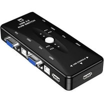 USB 2.0 VGA KVM Switch, 4 Ports VGA Splitter Switcher for 4 Computer Share 1 Monitor USB Keyboard Mouse Printer, Compatible with Windows, Mac, Linux