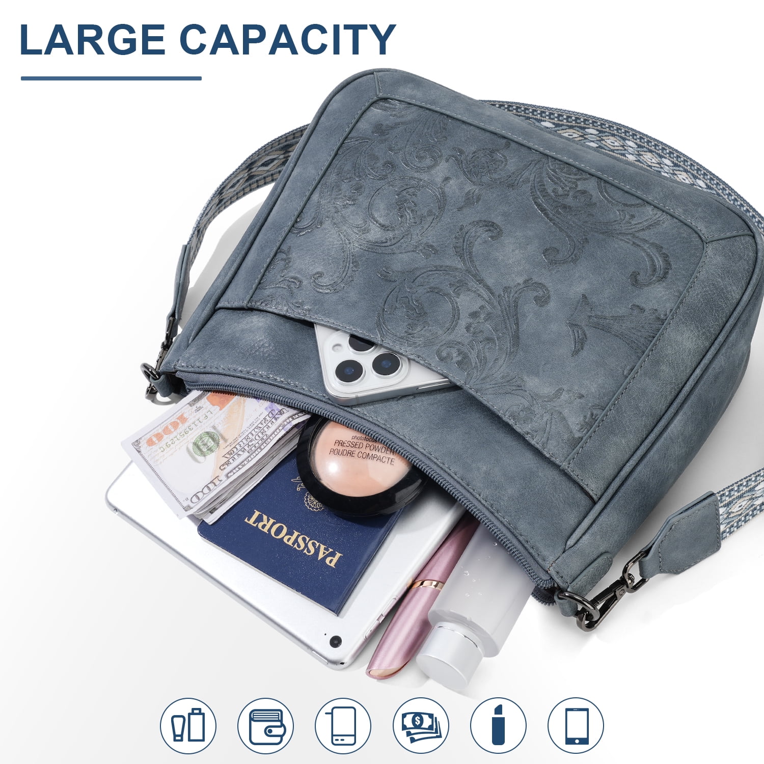 [Mother’s Day Gift Present] APHISON Casual Crossbody Bags for Women, Adjustable Strap Shoulder Bag Travel Bag for Concerts Sports Events Festivals