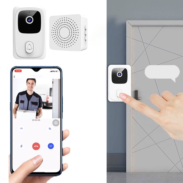 PEONAVET A Doorbell A Doorbell Smart Wireless Remote Video Doorbell,Home Intercom HD Night Vision WiFi Rechargeable Security Door Doorbell, Can Two-Way Calls,APP Control,Photo