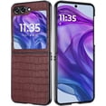 thumbnail image 2 of For Motorola Razr 2024 Premium Slim Thin PU Vegan Leather Rugged Flip Snap On Hybrid Shockproof TPU Shell Durable Cover ,Xpm Phone Case [ Brwn ], 2 of 12
