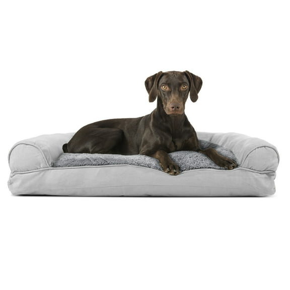 FurHaven Pet Products Plush & Suede Pillow Sofa Pet Bed for Dogs & Cats - Gray, Large