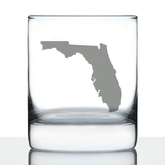Bevvee Whiskey Rocks Glass 10.25 oz State Of Florida Florida Enthusiast Gifts Glassware & Drinkware