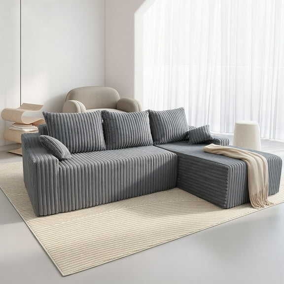 Hersunpl 94" Cloud Modular Sectional Sofa – Plush Deep-Seated L-Shaped Couch with Chaise, No Assembly Required (Grey, Left-Facing) Grey