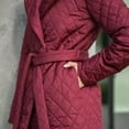 thumbnail image 6 of HTNBO Women's Hooded Winter Quilted Wrap Coat with Belt, Mid-Long Warm Padded Down Puffer Jacket Elegant Overcoat, 6 of 8