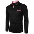thumbnail image 4 of Fangasis Mens Tops Plaid T-Shirt Button Polo Shirt Men Casual Pullover Slim Fit Tennis Tee Black S, 4 of 9