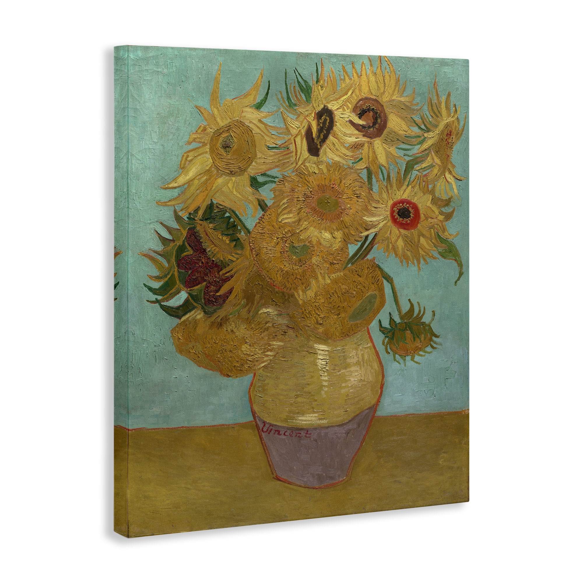 Stupell Industries Van Gogh Sunflowers on Blue Plants & Flowers Painting Wrapped Canvas Art Print Wall Art, 30 x 40