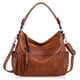 thumbnail image 1 of Bolso de hombro estilo hobo de piel sintética retro para mujer, estilo informal, color marrón, 1 of 6