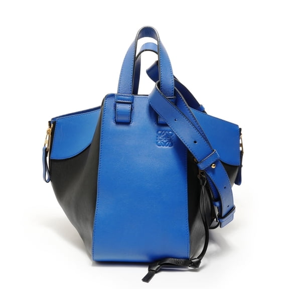 Pre-Owned Loewe Hammock Leather 2-Way Handbag, Bi-color Blue