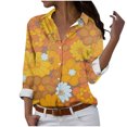 thumbnail image 2 of Fiudx Tops para Mujer Camisa con Botones de Solapa Estampada Serie Naranja Informal Regular de Manga Larga para Mujer, 2 of 4