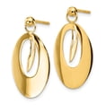 thumbnail image 2 of Auriga 14k Yellow Gold Scratch Finish Oval Dangle Earrings for Women (L-24mm, W-3mm), 2 of 4