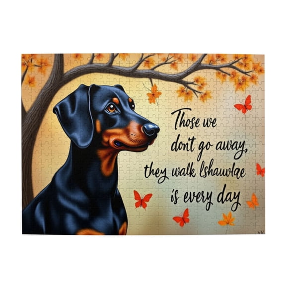 500 Piece Jigsaw Puzzle For Adults Autumn Dachshund With Butterflies Challenging And Relaxing Puzzle Beautiful Artwork Great Gift Idea Puzzles For Adults 500 Pieces 20.5X15In