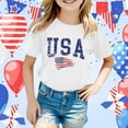 thumbnail image 2 of MIXUE Tween Girls Tops & T-Shirts Summer Fourth Of July Independence Day Letter Flag Print Round Neck Short Sleeve Casual Party T Shirts Daily-Wear,White,10-11 Years, 2 of 4