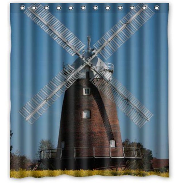 ABPHQTO Molino de viento holandés Cortina de ducha Cortina de ducha impermeable 160x180 cm