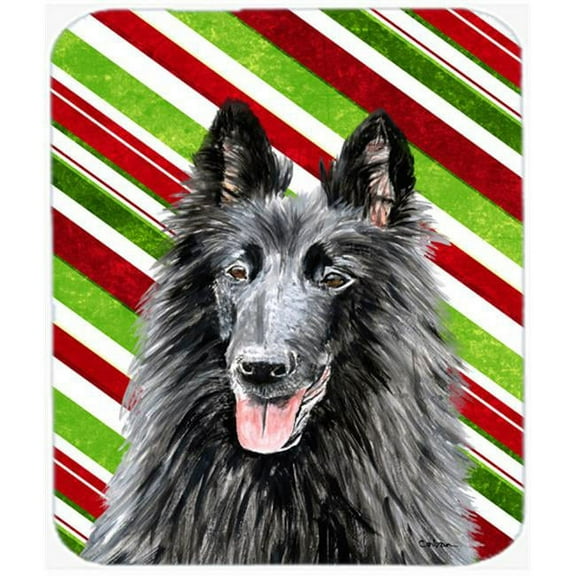 Belgian Sheepdog Candy Cane Holiday Christmas Mouse Pad, Hot Pad or Trivet