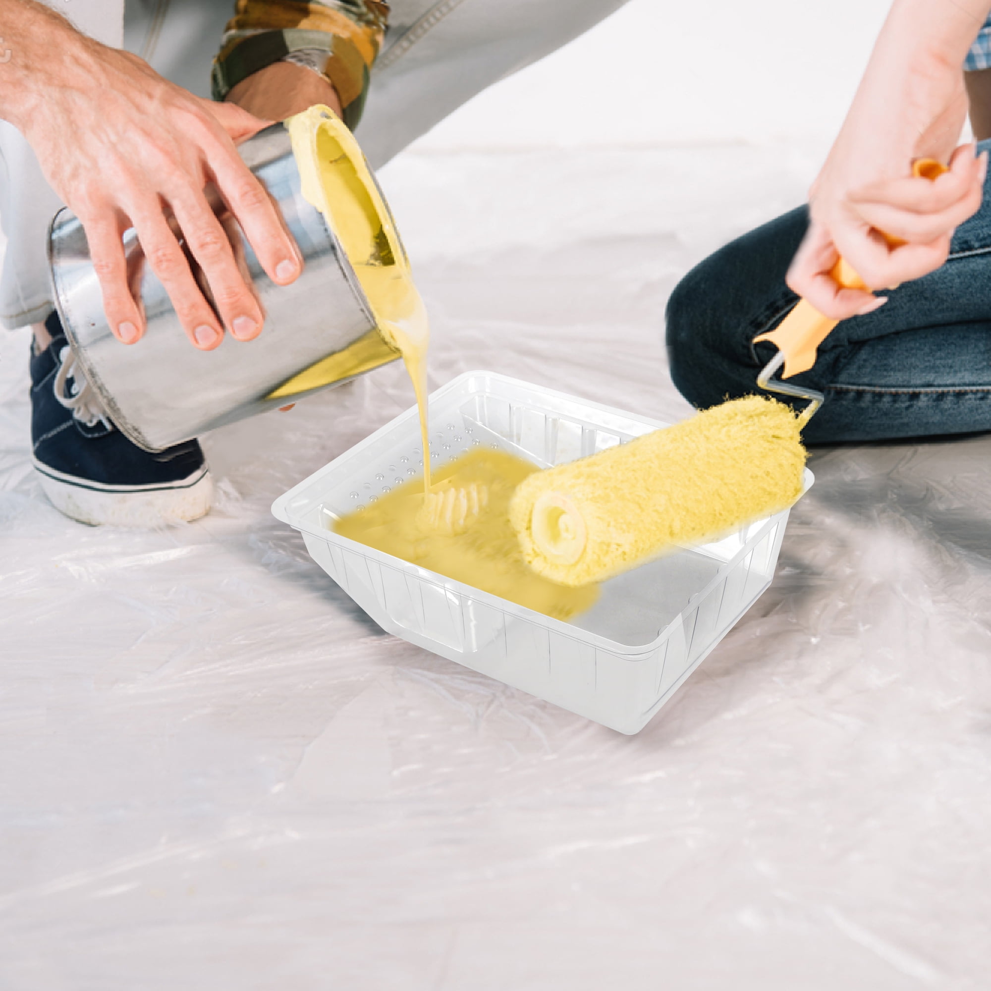 (3 pack) Paint Pro Plastic 6-inch Paint Tray with Grid, Clear